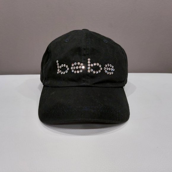?HOT ITEM?Vintage Bebe Rhinestone Logo Baseball Cap in Black main image 7